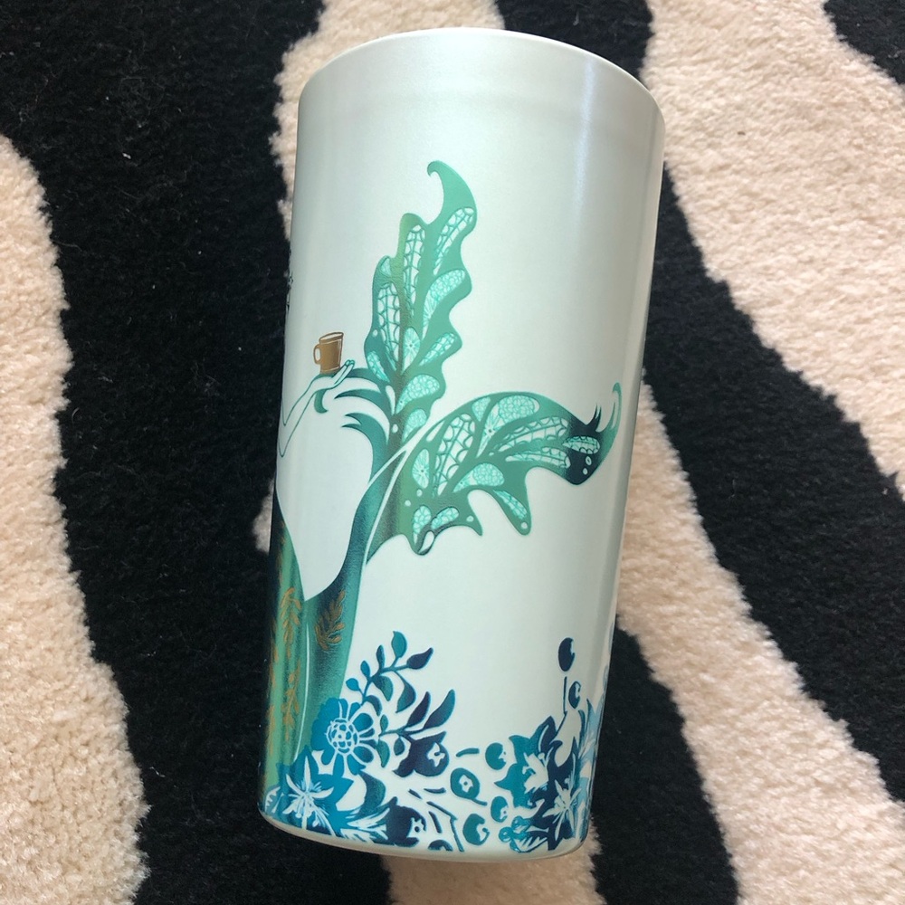 Starbucks 2022 Teal Blue Green Gold Metallic Siren Mermaid Ceramic 12oz Tumbler - Picture 4 of 9
